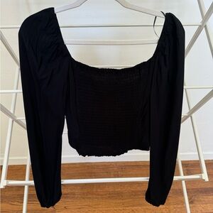 Black off the shoulder stretchy shirt